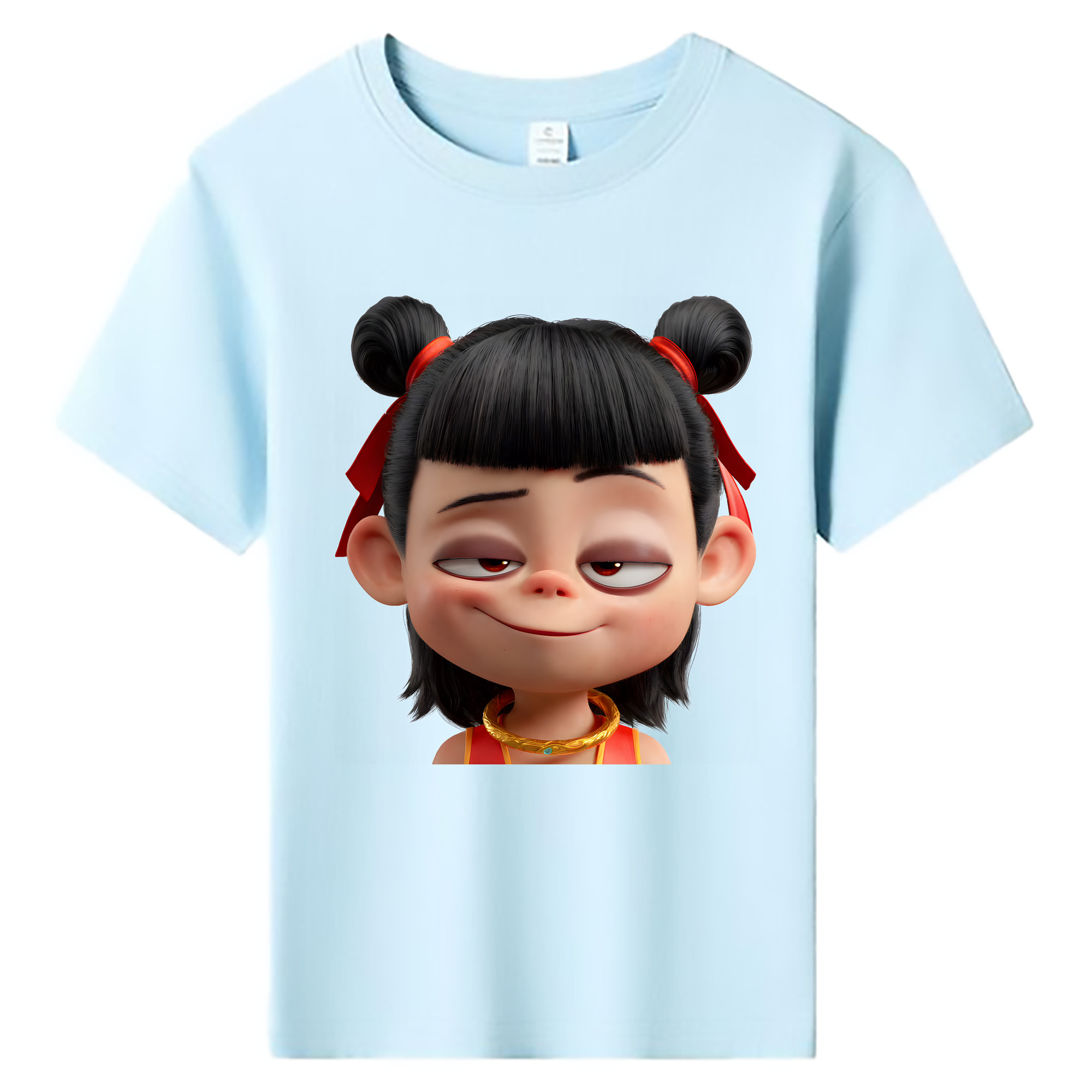 （画像用） Ne Zha 2 ナタ 魔童の大暴れ 綿100％キッズTシャツ（フロントプリント）